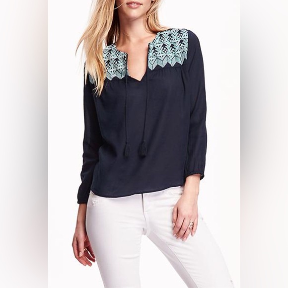 Old Navy Tops - Old Navy Embroidered Peasant Blouse, size small tall